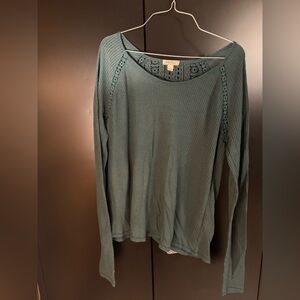 Lucky Brand Teal Lace Long Sleeve Top
